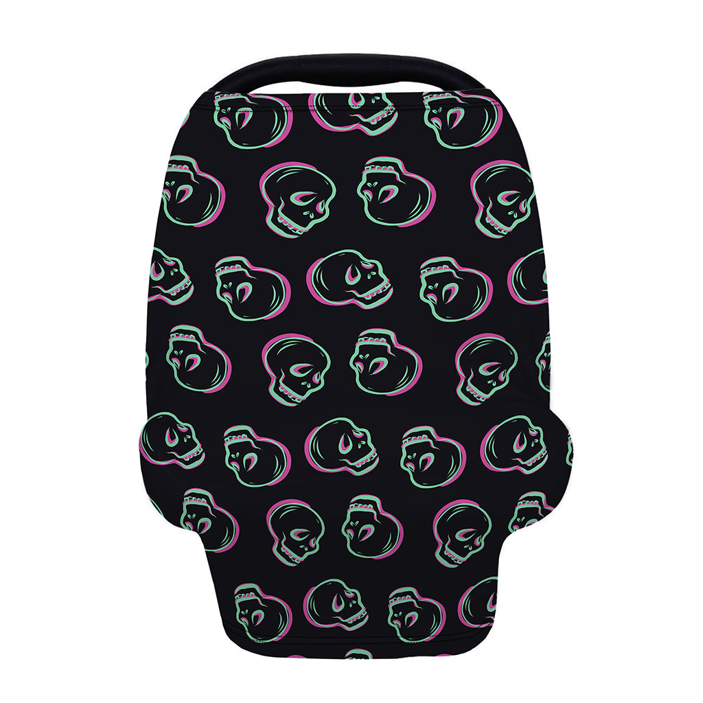 Purple And Teal Skull Pattern Print Baby Seat Cover