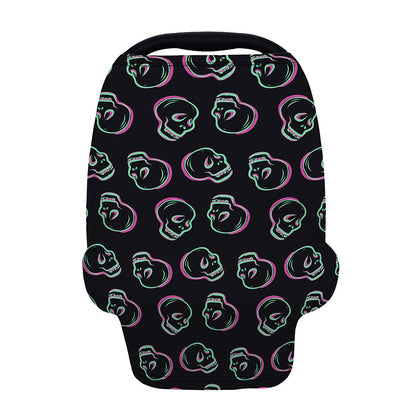 Purple And Teal Skull Pattern Print Baby Seat Cover