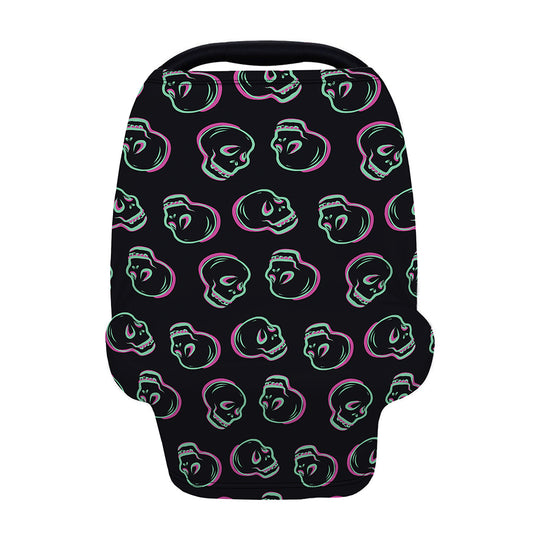 Purple And Teal Skull Pattern Print Baby Seat Cover