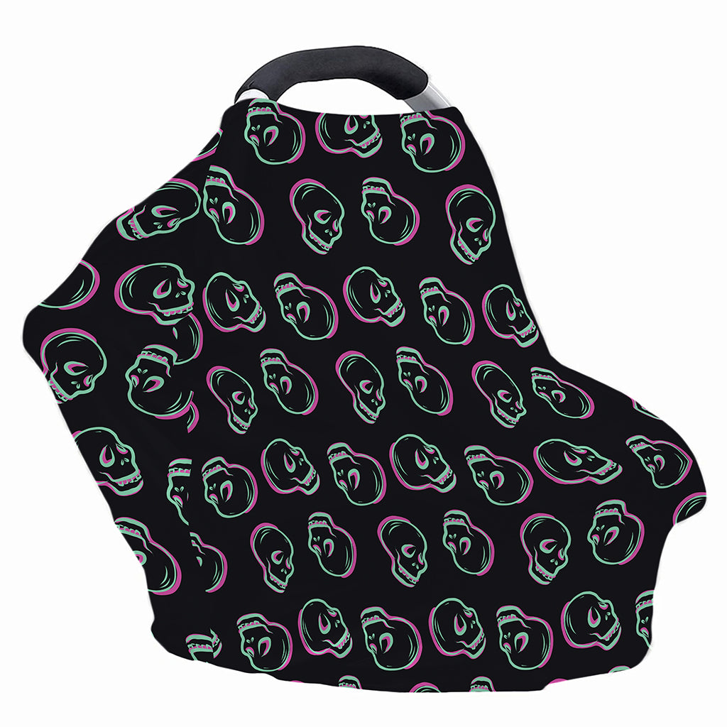 Purple And Teal Skull Pattern Print Baby Seat Cover