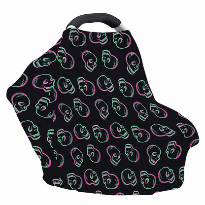 Purple And Teal Skull Pattern Print Baby Seat Cover