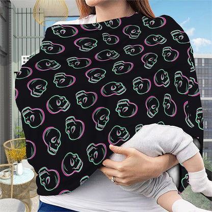 Purple And Teal Skull Pattern Print Baby Seat Cover