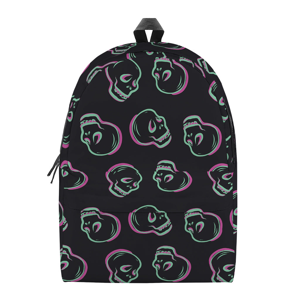 Purple And Teal Skull Pattern Print Backpack