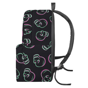 Purple And Teal Skull Pattern Print Backpack