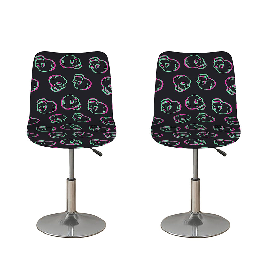 Purple And Teal Skull Pattern Print Bar Stool Covers