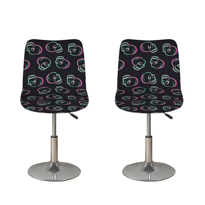 Purple And Teal Skull Pattern Print Bar Stool Covers