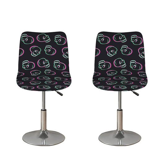 Purple And Teal Skull Pattern Print Bar Stool Covers