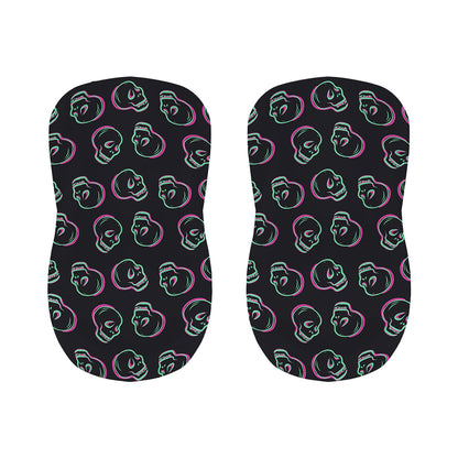 Purple And Teal Skull Pattern Print Bar Stool Covers