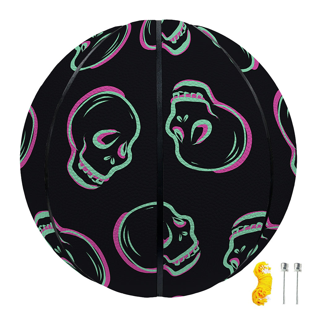 Purple And Teal Skull Pattern Print Basketball