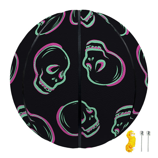 Purple And Teal Skull Pattern Print Basketball
