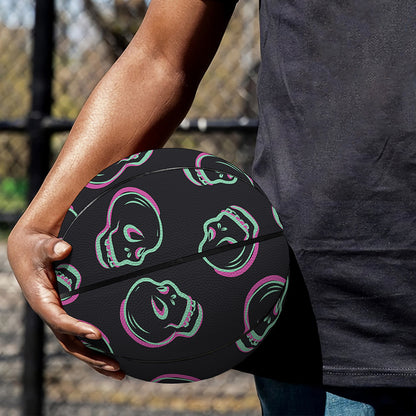 Purple And Teal Skull Pattern Print Basketball