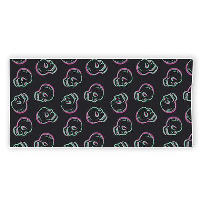 Purple And Teal Skull Pattern Print Beach Towel