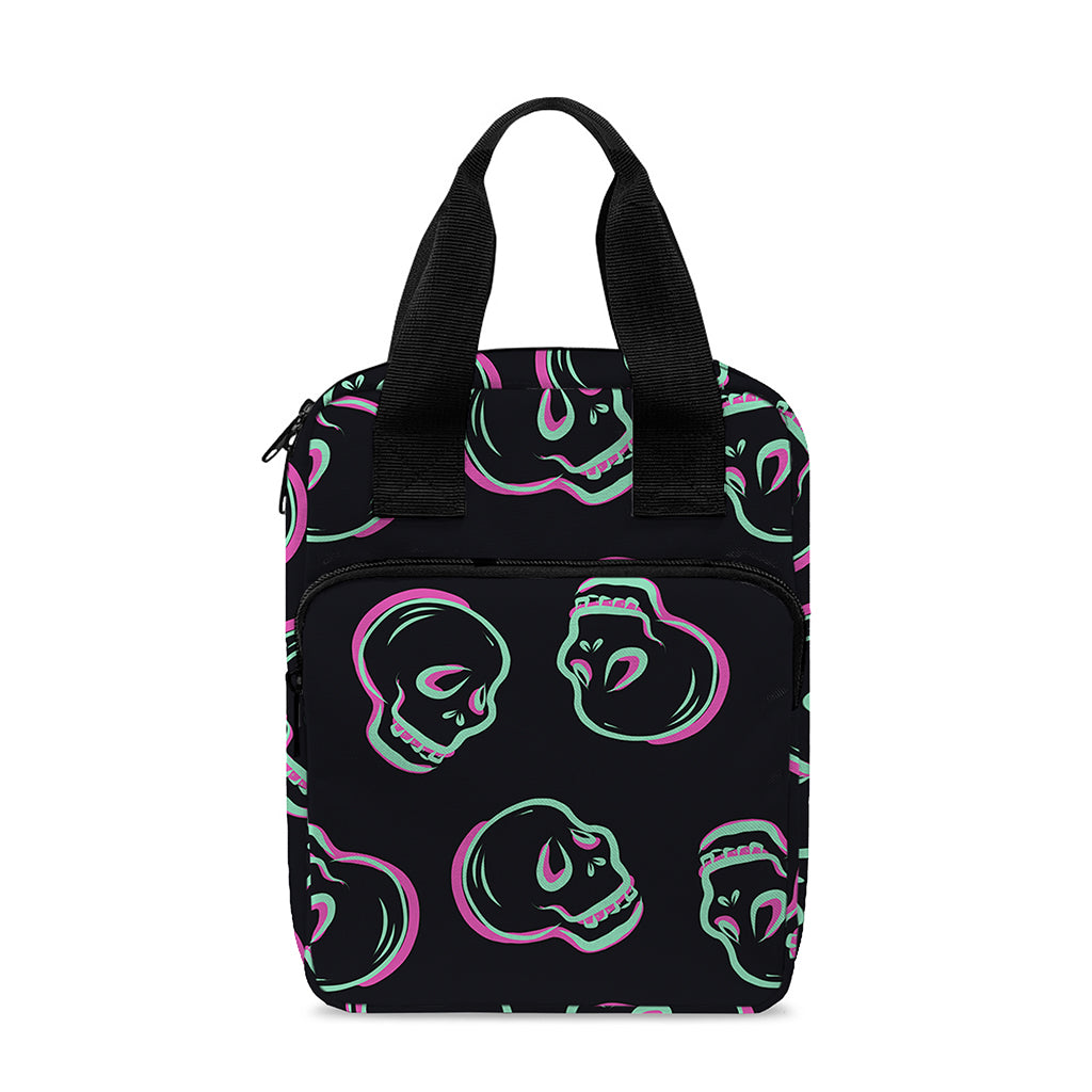 Purple And Teal Skull Pattern Print Bible Tote Bag