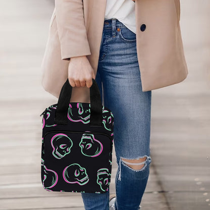 Purple And Teal Skull Pattern Print Bible Tote Bag