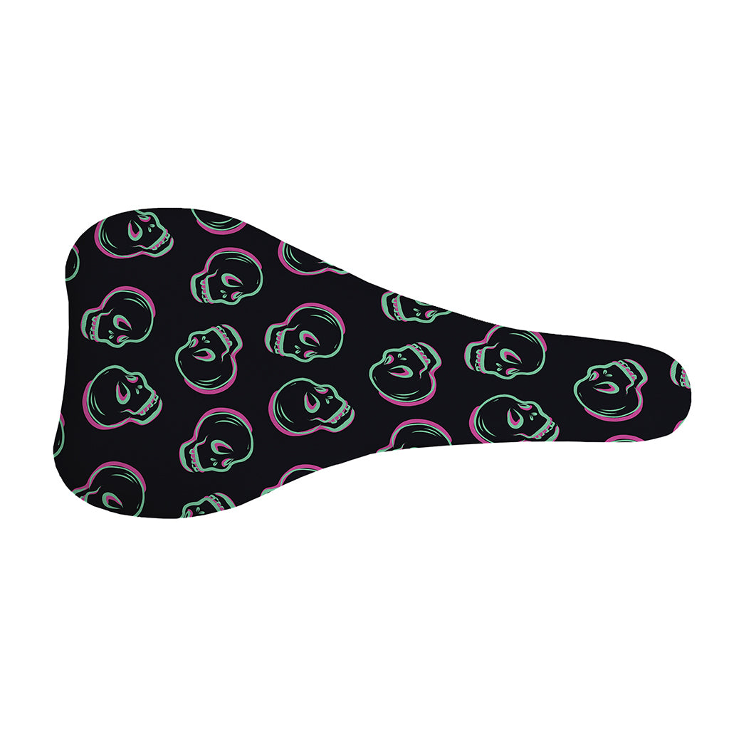 Purple And Teal Skull Pattern Print Bicycle Seat Cover