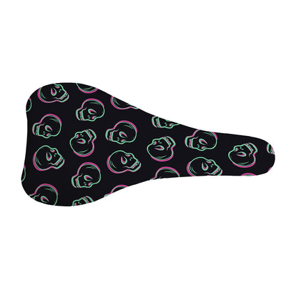 Purple And Teal Skull Pattern Print Bicycle Seat Cover