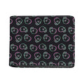 Purple And Teal Skull Pattern Print Bifold Wallet