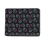 Purple And Teal Skull Pattern Print Bifold Wallet