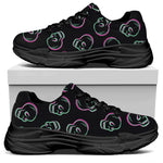 Purple And Teal Skull Pattern Print Black Chunky Shoes