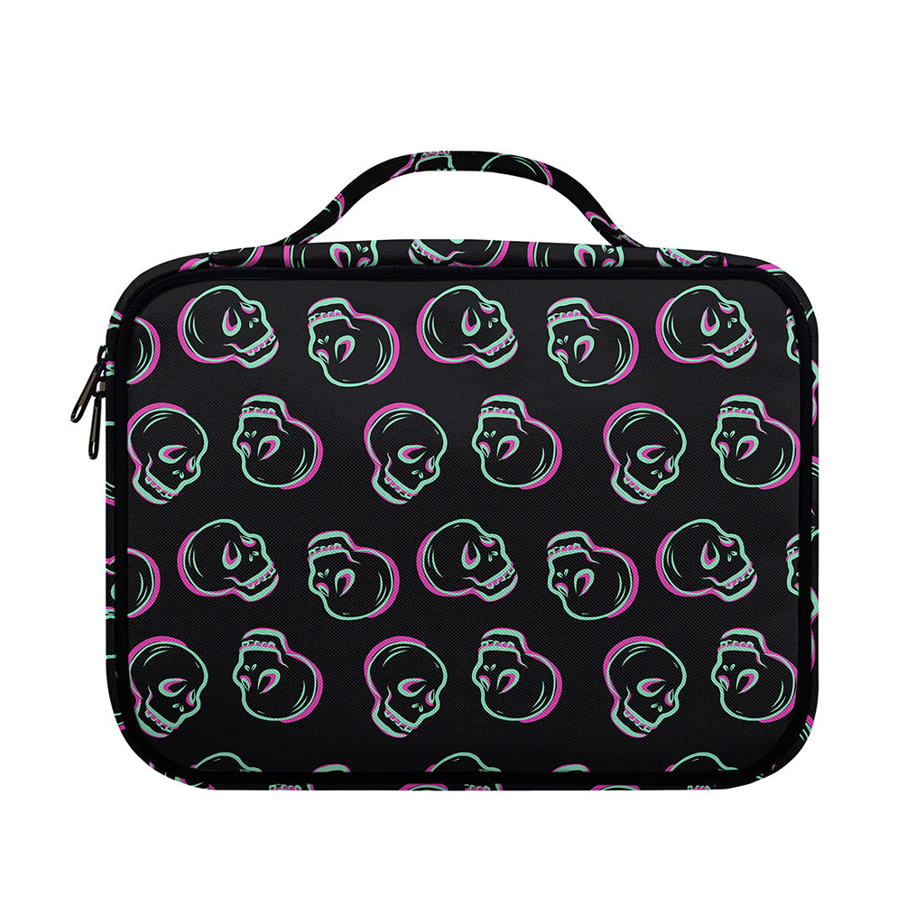 Purple And Teal Skull Pattern Print Briefcase Bible Bag