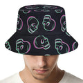 Purple And Teal Skull Pattern Print Bucket Hat