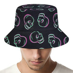 Purple And Teal Skull Pattern Print Bucket Hat