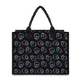 Purple And Teal Skull Pattern Print Canvas Tote Bag