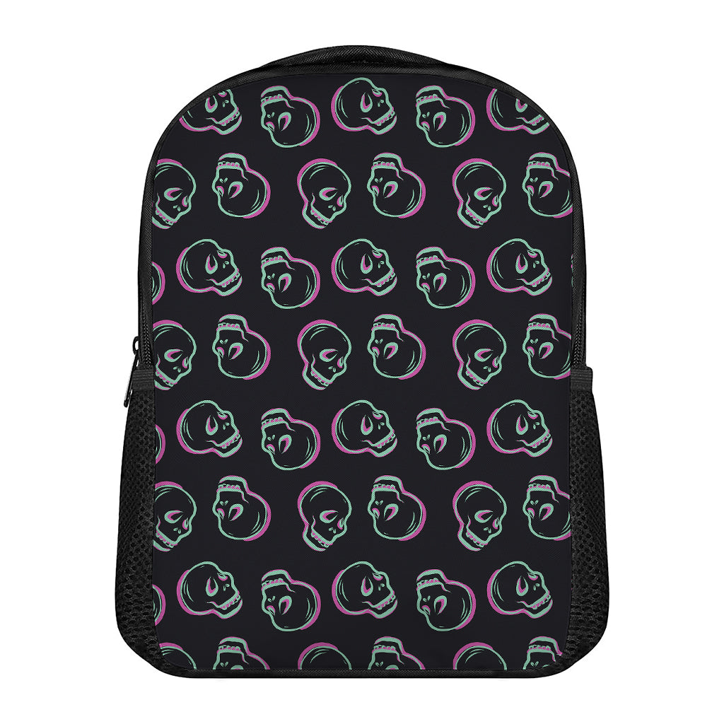 Purple And Teal Skull Pattern Print Casual Backpack