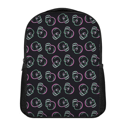Purple And Teal Skull Pattern Print Casual Backpack