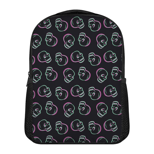 Purple And Teal Skull Pattern Print Casual Backpack