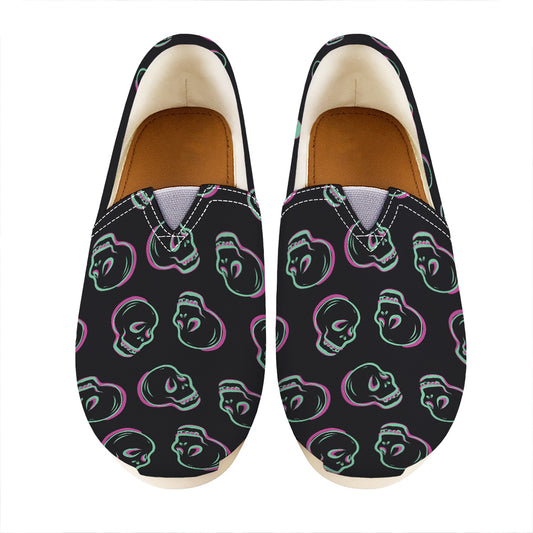 Purple And Teal Skull Pattern Print Casual Shoes