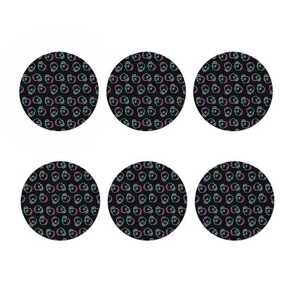 Purple And Teal Skull Pattern Print Coaster Set