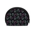 Purple And Teal Skull Pattern Print Coin Purse