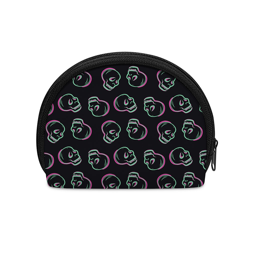 Purple And Teal Skull Pattern Print Coin Purse