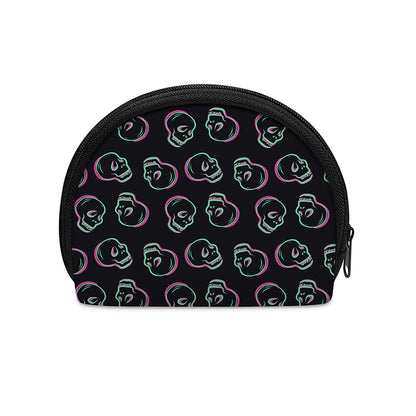 Purple And Teal Skull Pattern Print Coin Purse