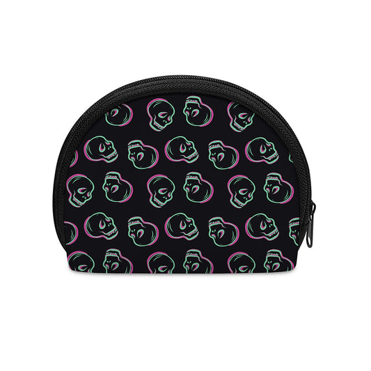Purple And Teal Skull Pattern Print Coin Purse