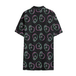 Purple And Teal Skull Pattern Print Cotton Hawaiian Shirt