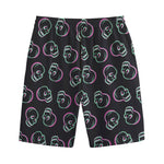 Purple And Teal Skull Pattern Print Cotton Shorts