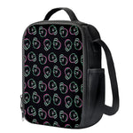 Purple And Teal Skull Pattern Print Crossbody Lunch Bag