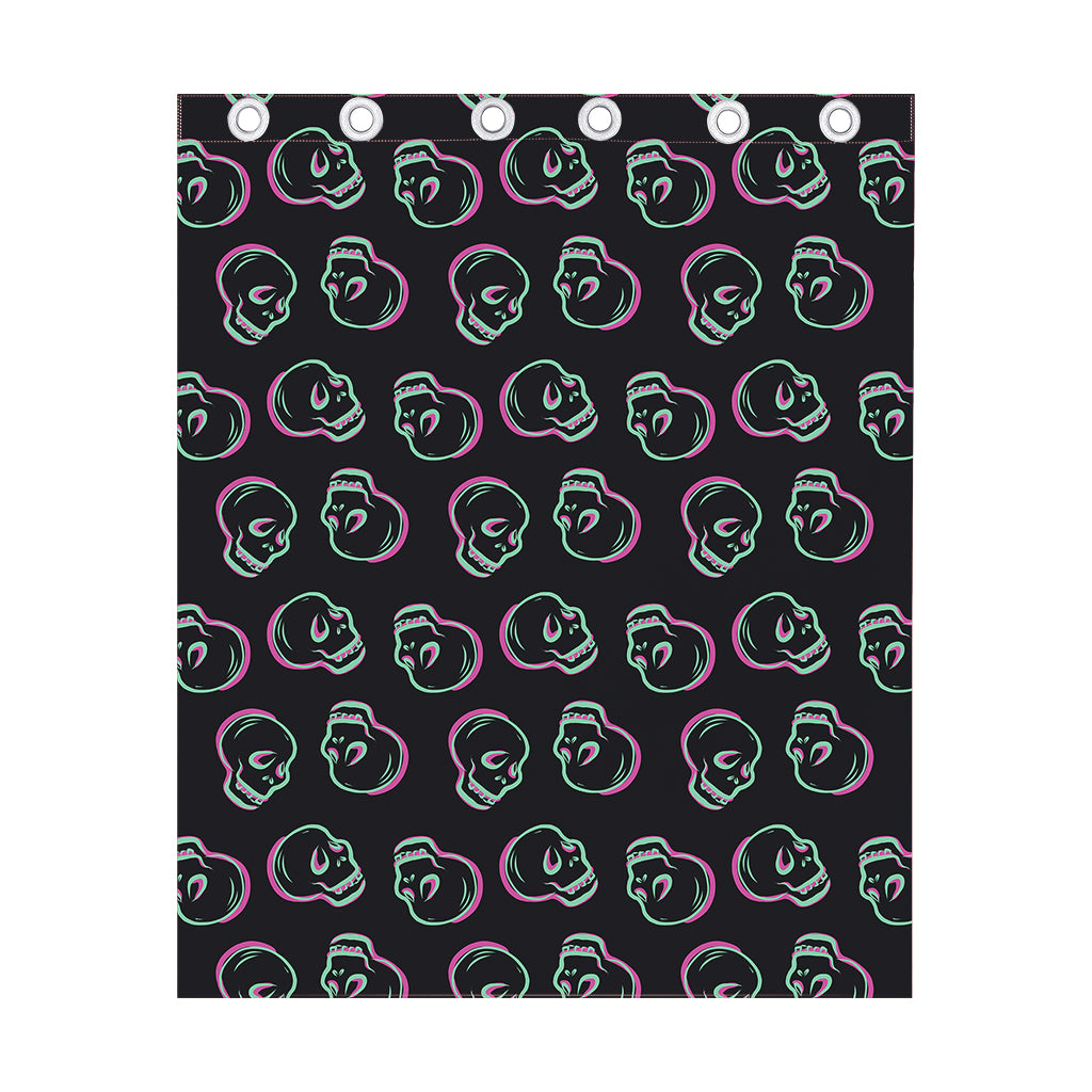 Purple And Teal Skull Pattern Print Curtain