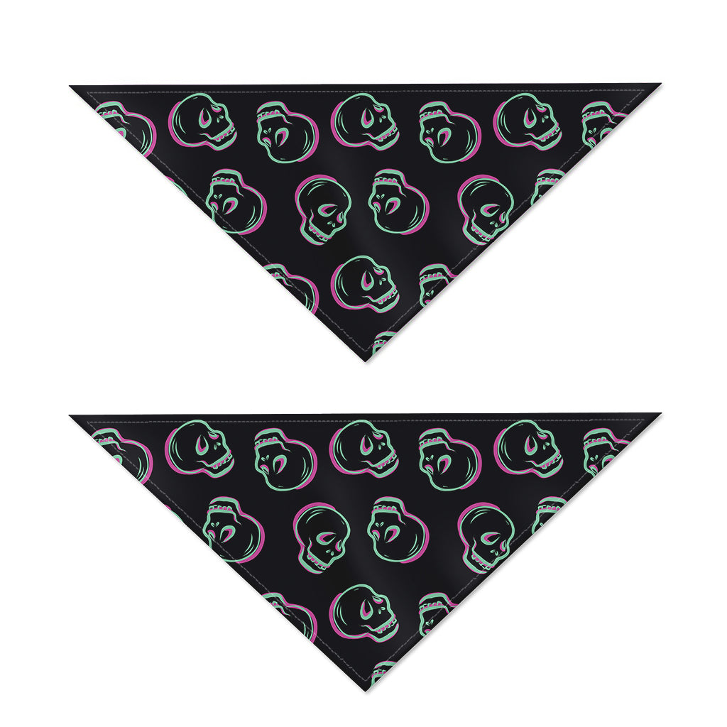 Purple And Teal Skull Pattern Print Dog Bandana
