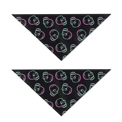 Purple And Teal Skull Pattern Print Dog Bandana