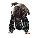 Purple And Teal Skull Pattern Print Dog Zip Up Hoodie
