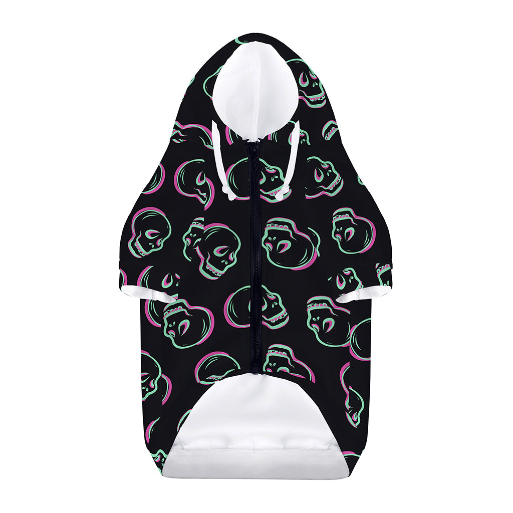 Purple And Teal Skull Pattern Print Dog Zip Up Hoodie