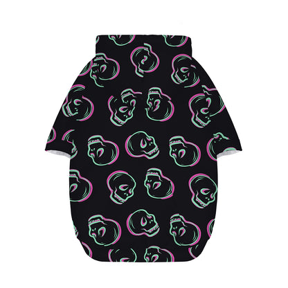 Purple And Teal Skull Pattern Print Dog Zip Up Hoodie