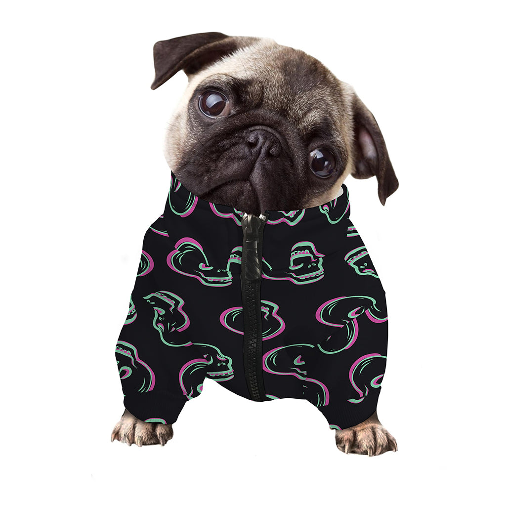 Purple And Teal Skull Pattern Print Dog Zip Up Jacket