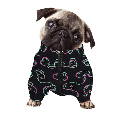 Purple And Teal Skull Pattern Print Dog Zip Up Jacket