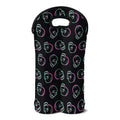 Purple And Teal Skull Pattern Print Double Neoprene Wine Tote