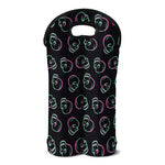 Purple And Teal Skull Pattern Print Double Neoprene Wine Tote