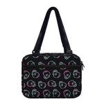 Purple And Teal Skull Pattern Print Double Strap Bible Bag